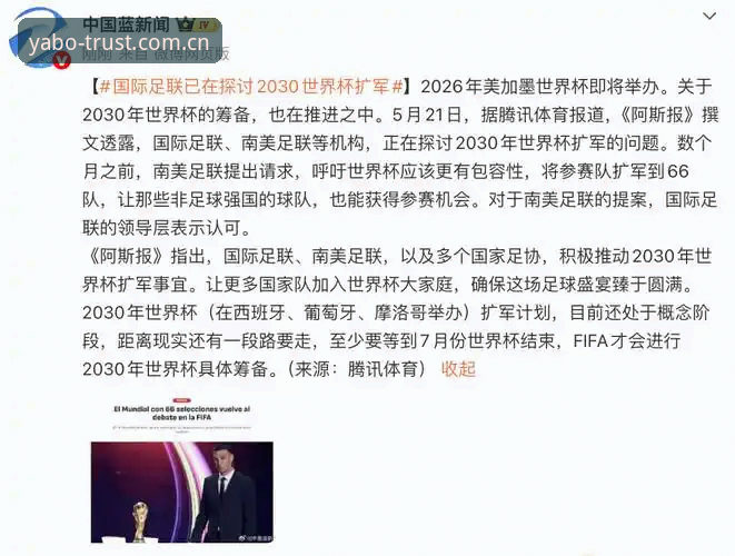 3个关键变化：2030世界杯若扩军至66队，中国足球能否迎来历史机遇？